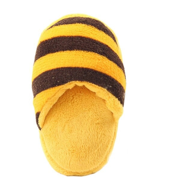 Chaussons à rayures jaunes et marron
